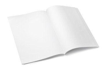 Mockup of open blank brochure on white background