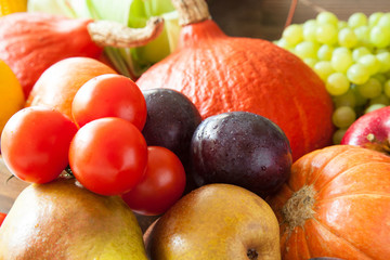 Fresh raw fruits and vegetables