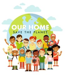 Unity of planet Earth kids concept