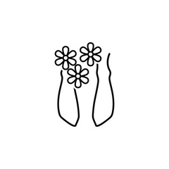 feet with flowers, spa outline icon. Signs and symbols can be used for web, logo, mobile app, UI, UX