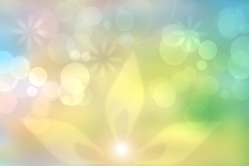 Abstract yellow spring or summer flower background. Abstract flower background with beautiful abstract yellow blossom, lights and pastel colored flowers. Nice flower texture.