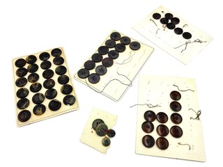 Vintage Dressmaker Tailor Buttons isolated on white background