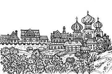 Naklejka premium ciudad_rusa_bw