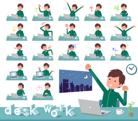 flat type school boy green jersey_desk work