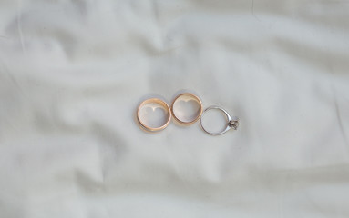 Two wedding rings in infinity sign. Love concept.