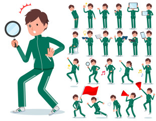 flat type school boy green jersey_Action