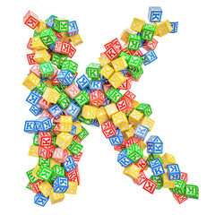 Letter K, from ABC Alphabet Wooden Blocks. 3D rendering