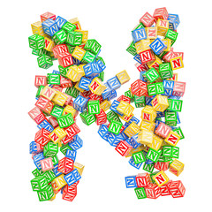 Letter N, from ABC Alphabet Wooden Blocks. 3D rendering