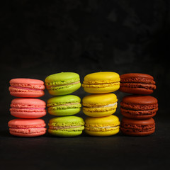 macaron or macaroons cookie, tasty dessert. food background