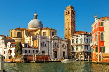 Fototapeta na wymiar Church Chiesa di San Geremia in Venice, Cannaregio district on a Grand Canal