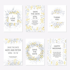 Romantic tender floral design for wedding invitation - obrazy, fototapety, plakaty