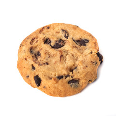Chocolate chip cookie isolated on white background