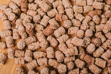 Bran and cereals. Scattered on the table. Healthy food. Slimming diet