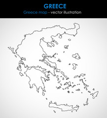 Greece map outline graphic. Vector illustration. 