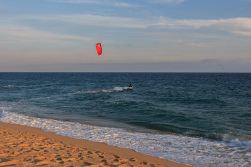 A good afternoon to practice Windsurfing and Kitesurfing (Flysurf) at Cabrera beach at sunset with...
