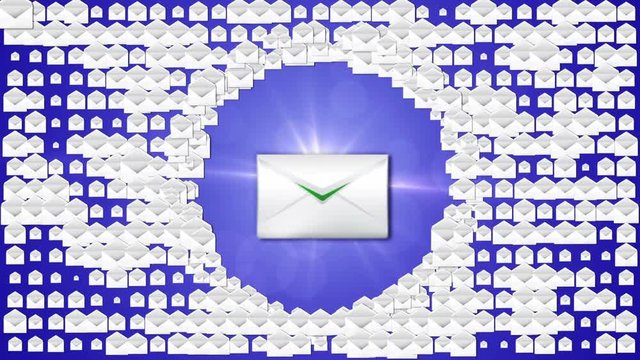 E-mail Concept and Polaroid, Letter, Animation, Rendering, Loop, 4k
