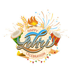 Happy Lohri background for Punjabi festival celebration