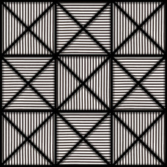 black and white squares with direct lines forming bigger square with 3D look and triangle borders