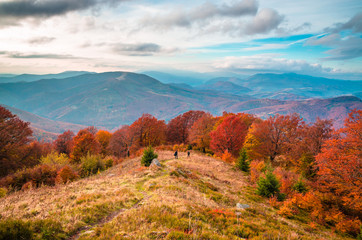 Plakat Autumn mountains in cloudly day