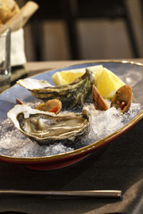 detail of the plate of oysters