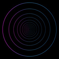 Minimal vaporwave / synthwave style logotype. Element cyberpunk. Neon circles with pink and purple gradient on a dark background.