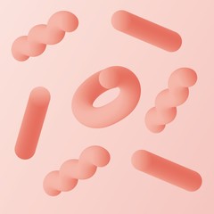 Abstract fluid 3d shape. Vector minimal illustration. Hipster modern geometric abstract background. modern geometric abstract background. Living coral color. Advanced 3D