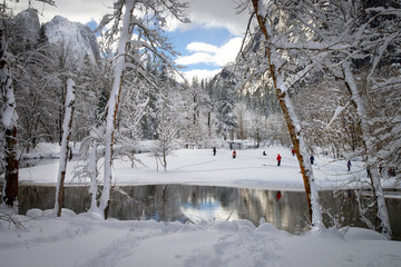 The Merced River as it flows through Yosemite National Park in mid-winter