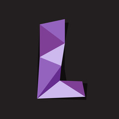 Vector illustration of letter L. Polygonal Colorful Letter