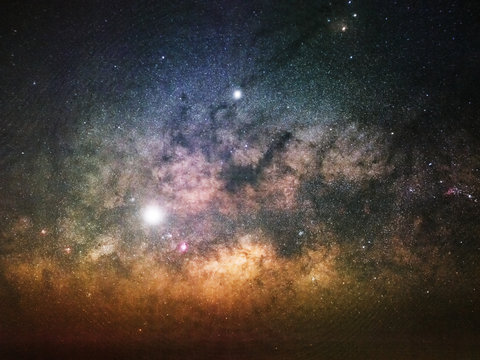Milkyway galaxy close up with Jupiter and Venus inline. - Powered by Adobe