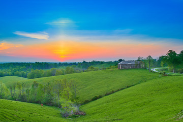 Sunrise Over Kentucky Farm