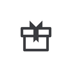 Gift icon. Outline vector icon. Present symbol. Surprise sign isolated on white background