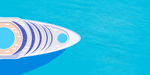  Nose of cruise ship top view on blue sea illustration