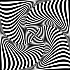 Abstract op art graphic design. Illusion of torsion rotation movement.