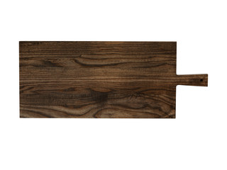 Rectangular wood cutting board with natural pattern isolated on white background.