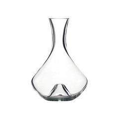 Empty glass decanter isolated on white background. Side view.