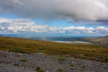 clouds over the mountains вид с Ловозерского горного массива Ловозеро