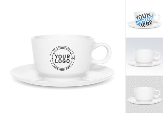 Ceramic Cup Isolated on White Mockup