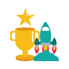 Obraz premium rocket trophy star video game