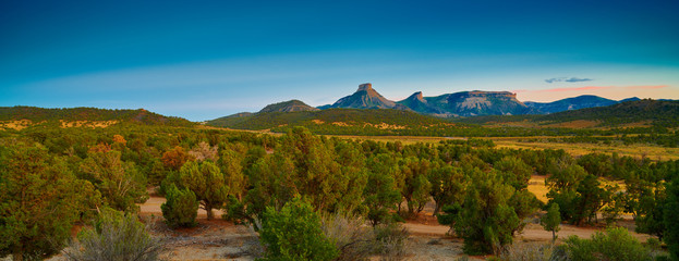 Point Lookout, Lone Cone, and Knife Edge of Mesa Verda National Park.