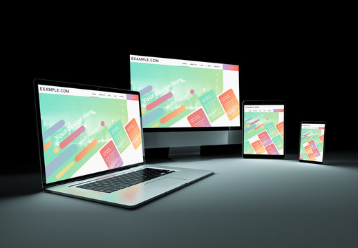 4 Devices in Dark Mockup
