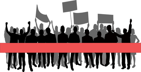 group of people protesting, silhouette vector 