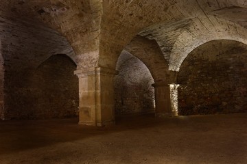 Dark underground of Christian Monastery Krzeszow in Poland