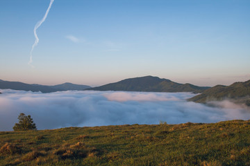 Beautiful Morning in Carpathian Mountain Hills