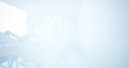 Abstract white gothic interior. 3D illustration and rendering.