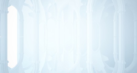 Fototapeta premium Abstract white gothic interior. 3D illustration and rendering.