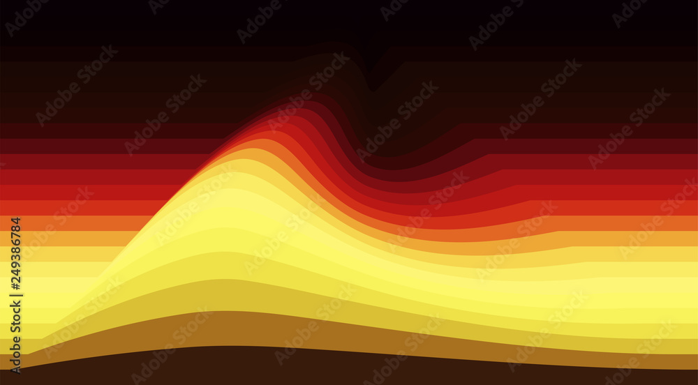 Poster abstract striped background with yellow and red wave. vector wallpaper
