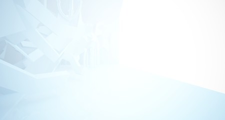 Abstract white gothic interior. 3D illustration and rendering.