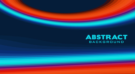 Blue background with orange and turquoise line. Vector graphics