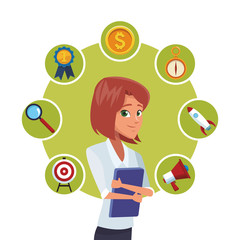 holding papers businesswoman network