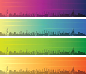 Obraz premium Doha Multiple Color Gradient Skyline Banner